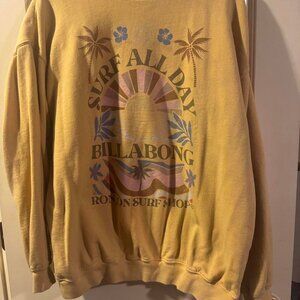 Billabong Women's Yellow and Tan Sweatshirt